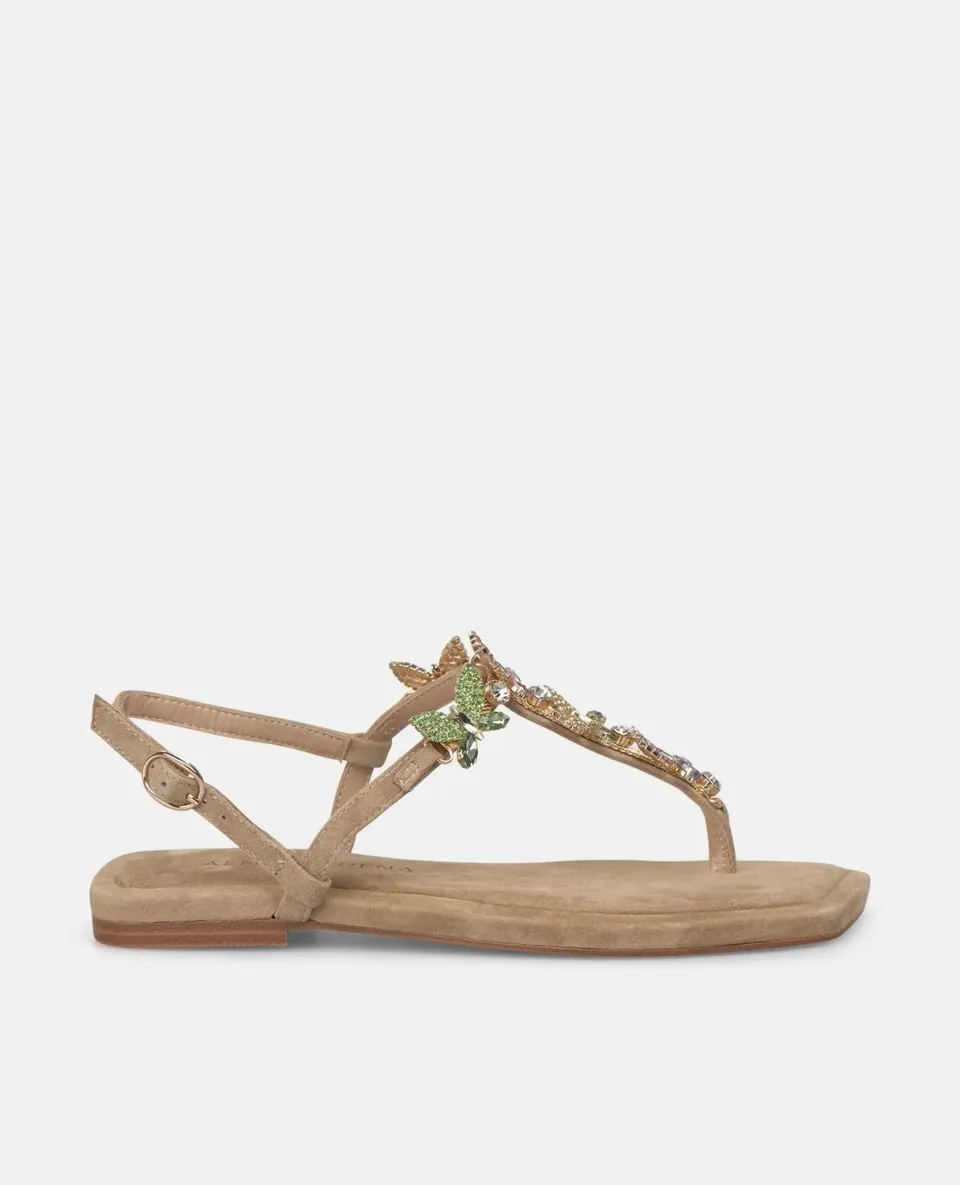 Alma en Pena V268414 sandales plates sable strass