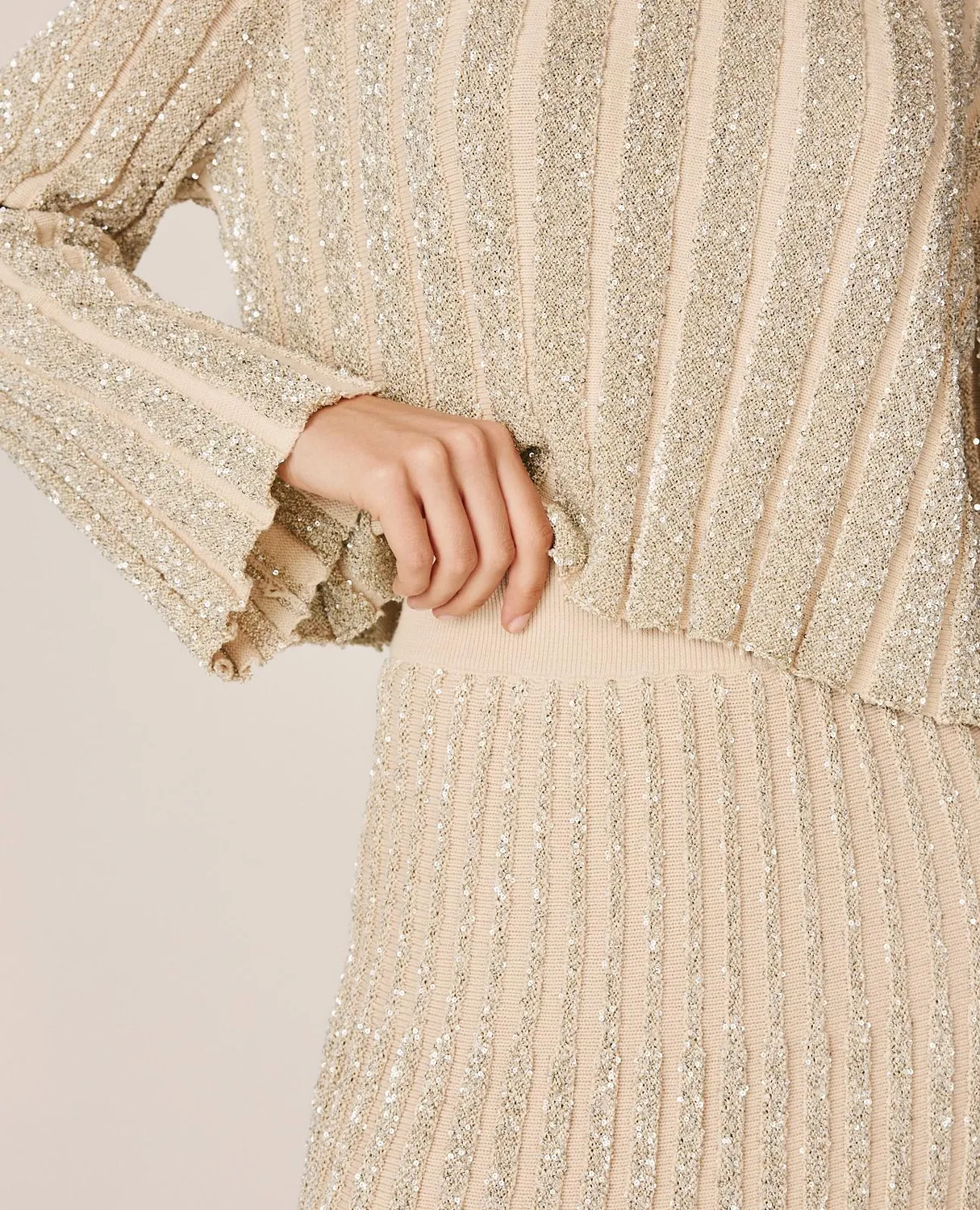 Alma en Pena I26CL1800 jupe midi argent sequins