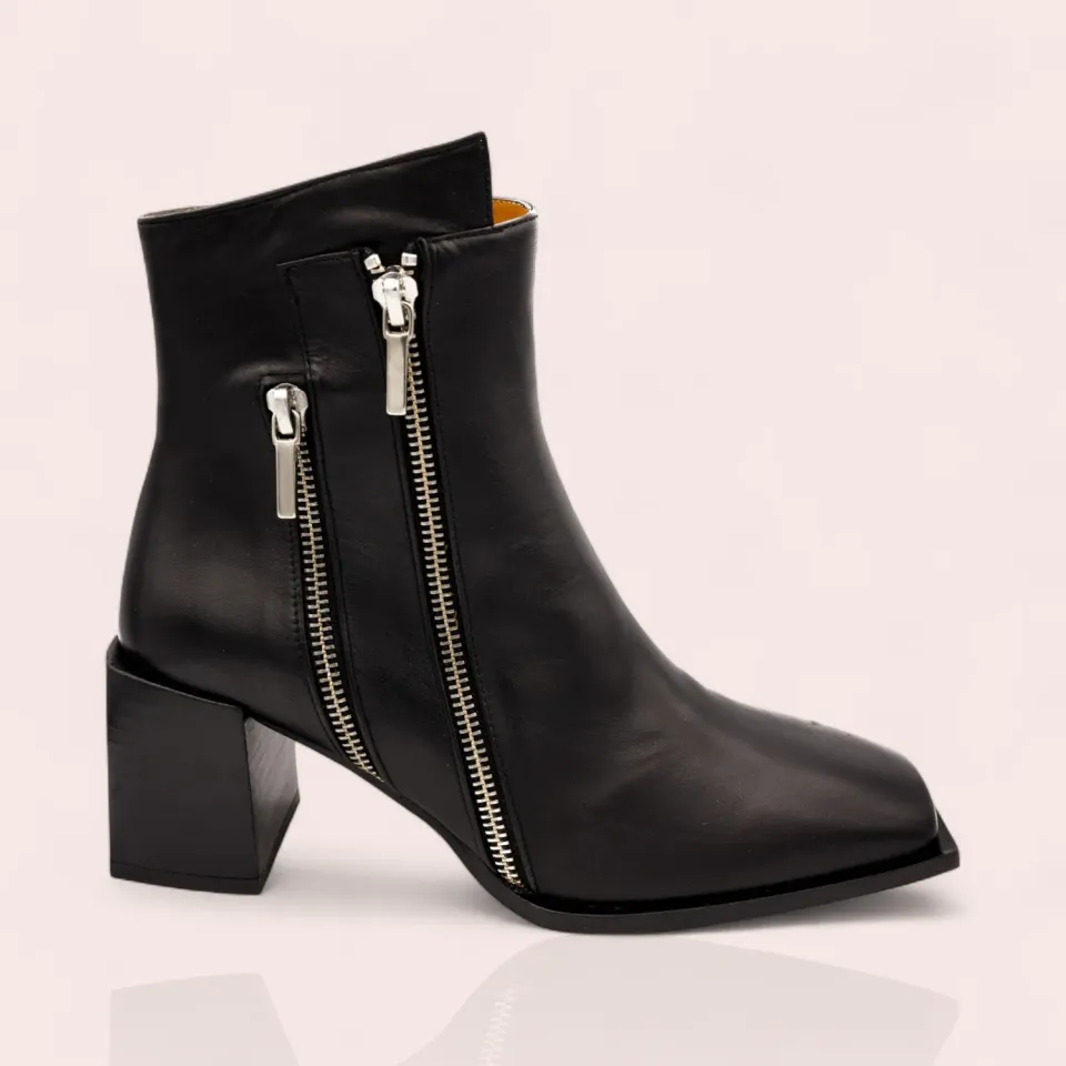 Karine Arabian POLDARK bottine noire cuir talon 70mm