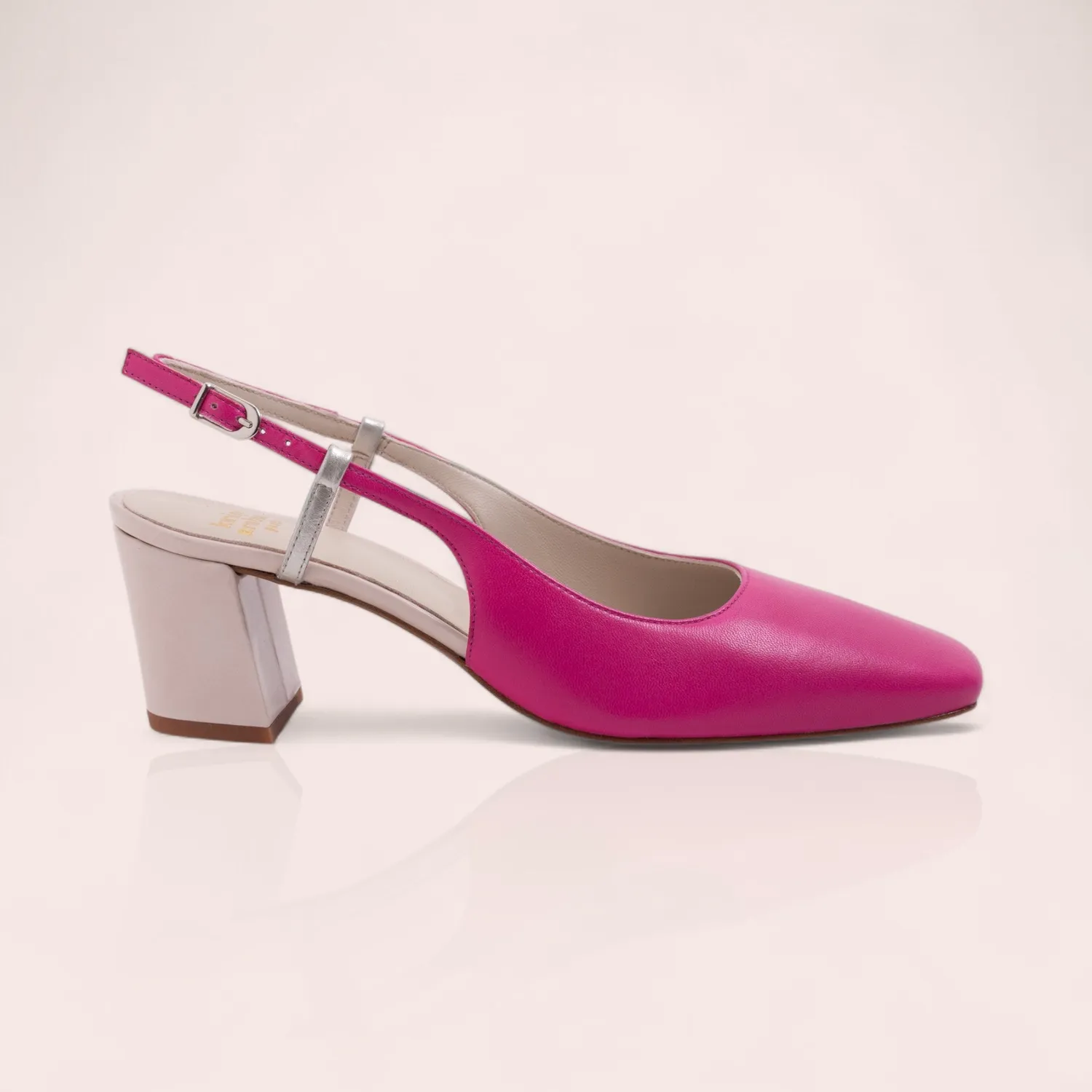 Karine Arabian TANIA slingback cuir camel talon 50 mm