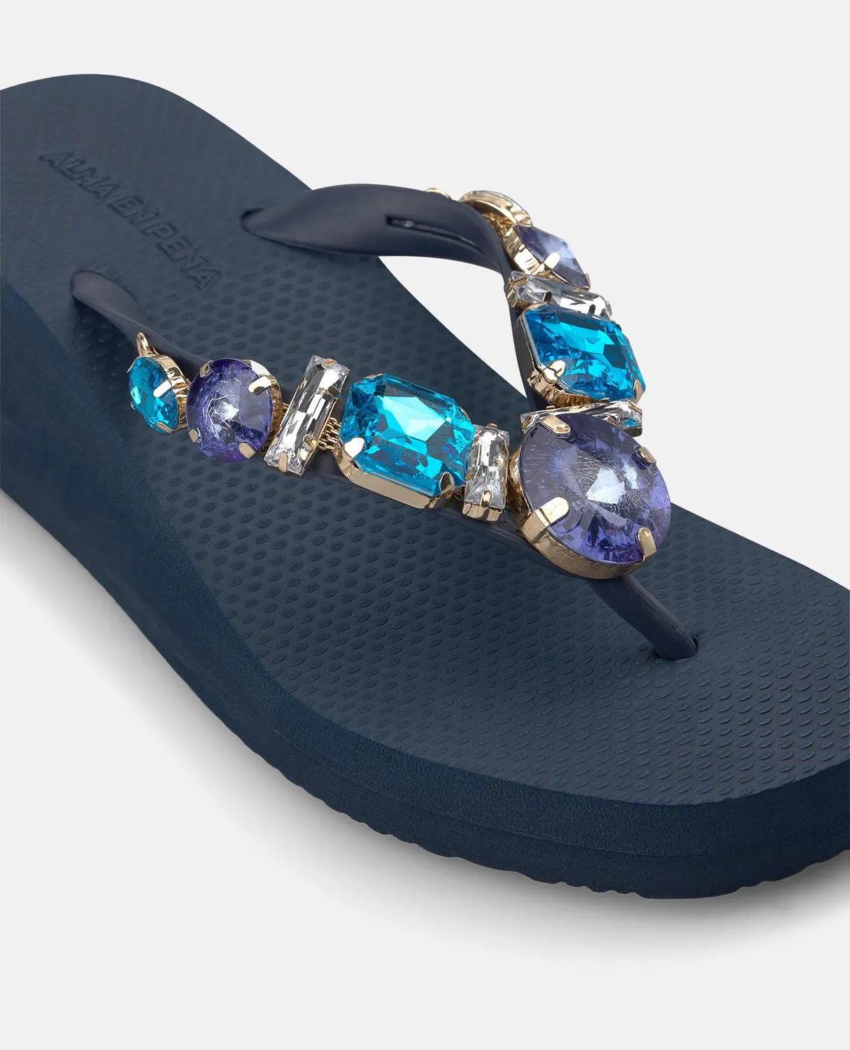 Alma en Pena V269010 tongs plateforme bleues 5,5 cm