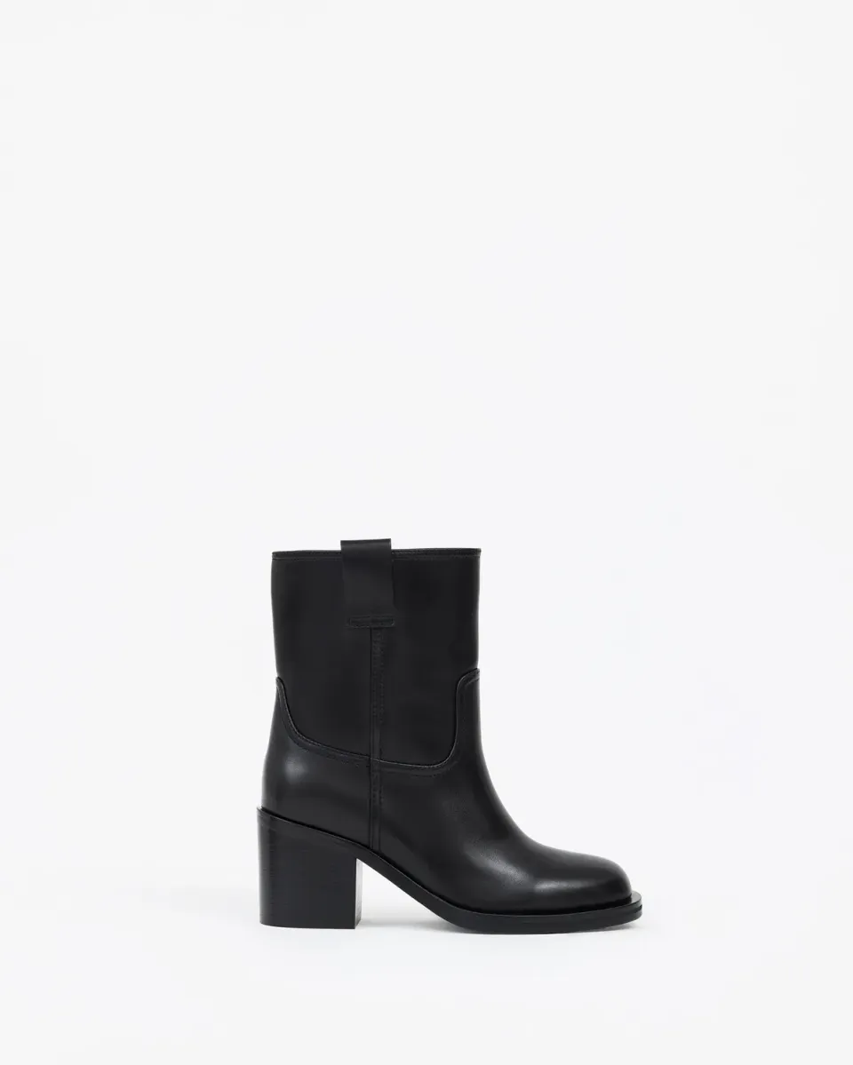 Mi/Mai Jonas Black bottines cuir noir talon bloc