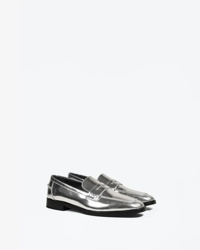 Mi/Mai Luciano mocassins cuir argenté effet miroir