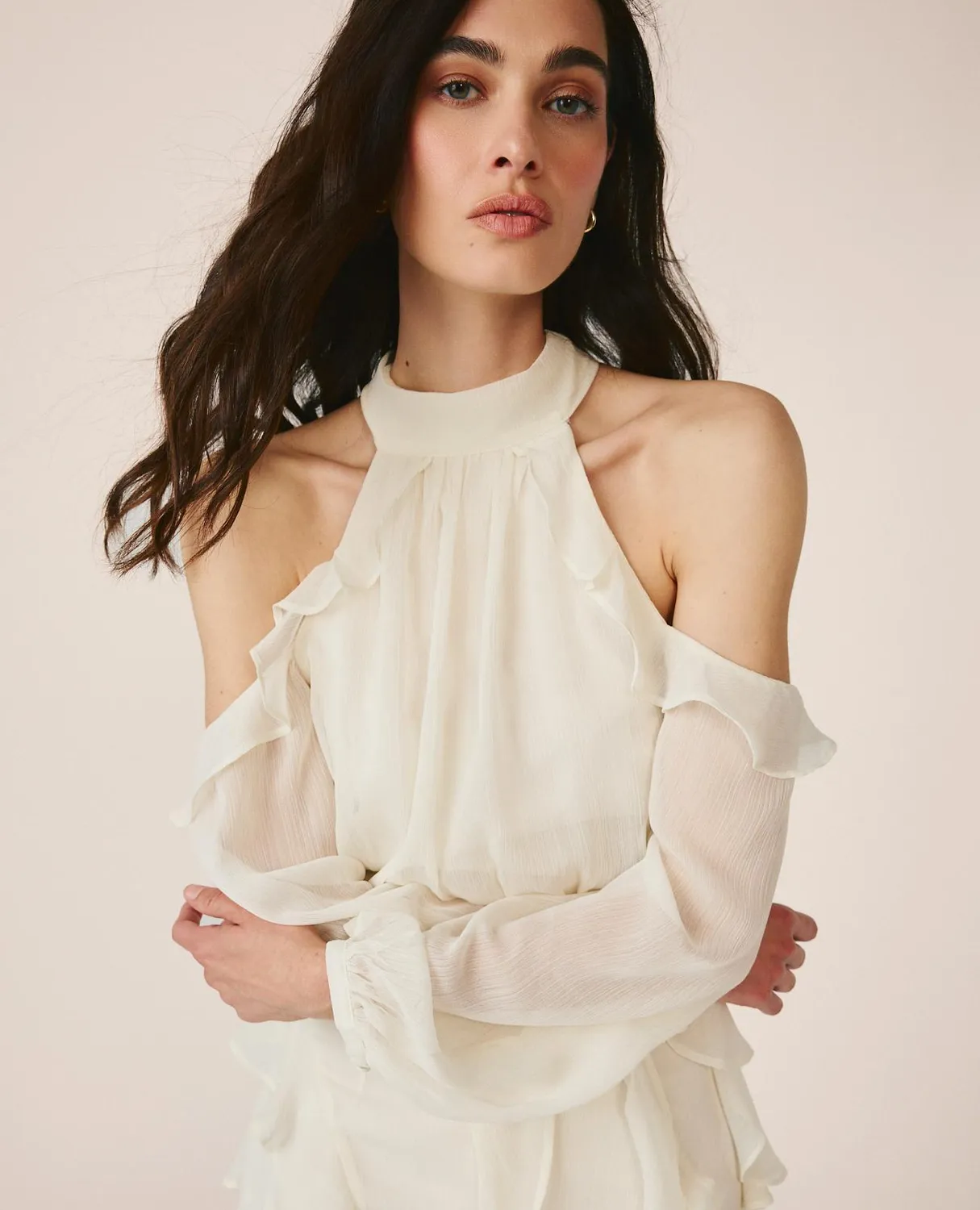Alma en Pena V26CL0105 robe halter blanche gaze