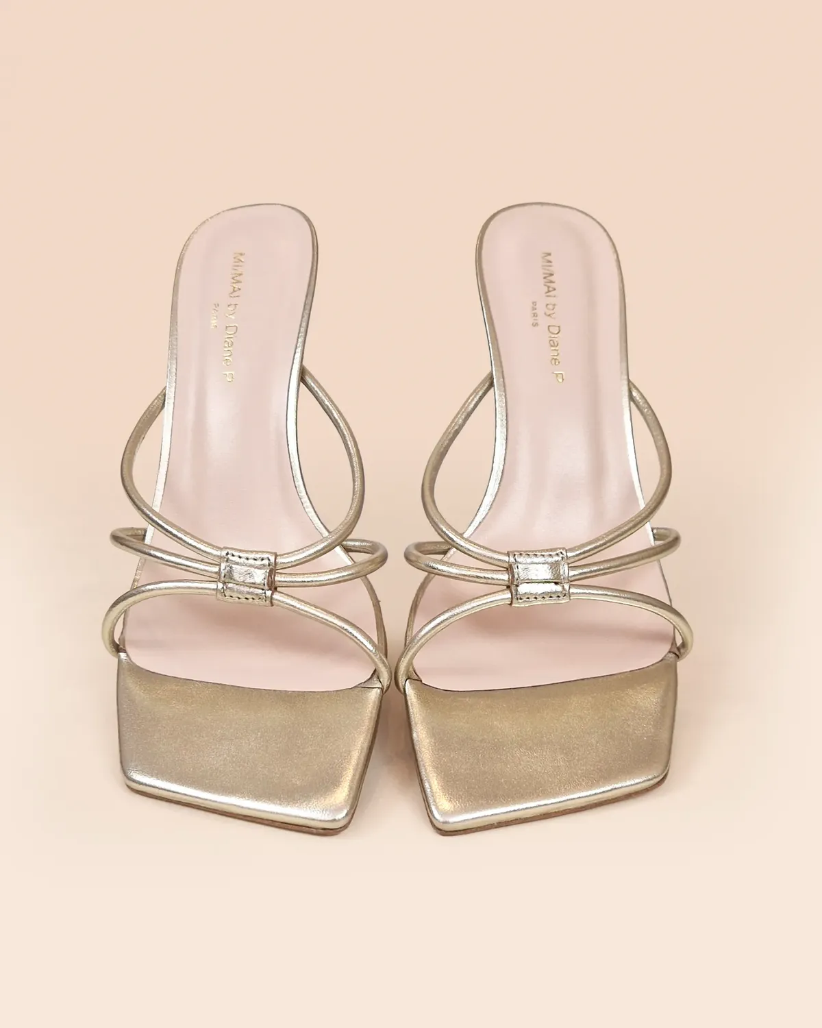 Mi/Mai Thira Gold mules cuir doré 6 accessoires clips