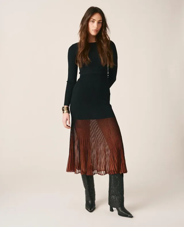 Alma en Pena I25CL0220 robe longue plissée noir