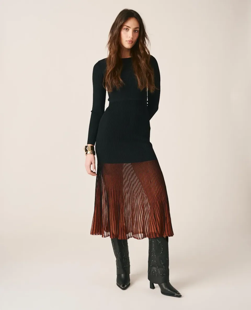 Alma en Pena I25CL0220 robe longue plissée noir