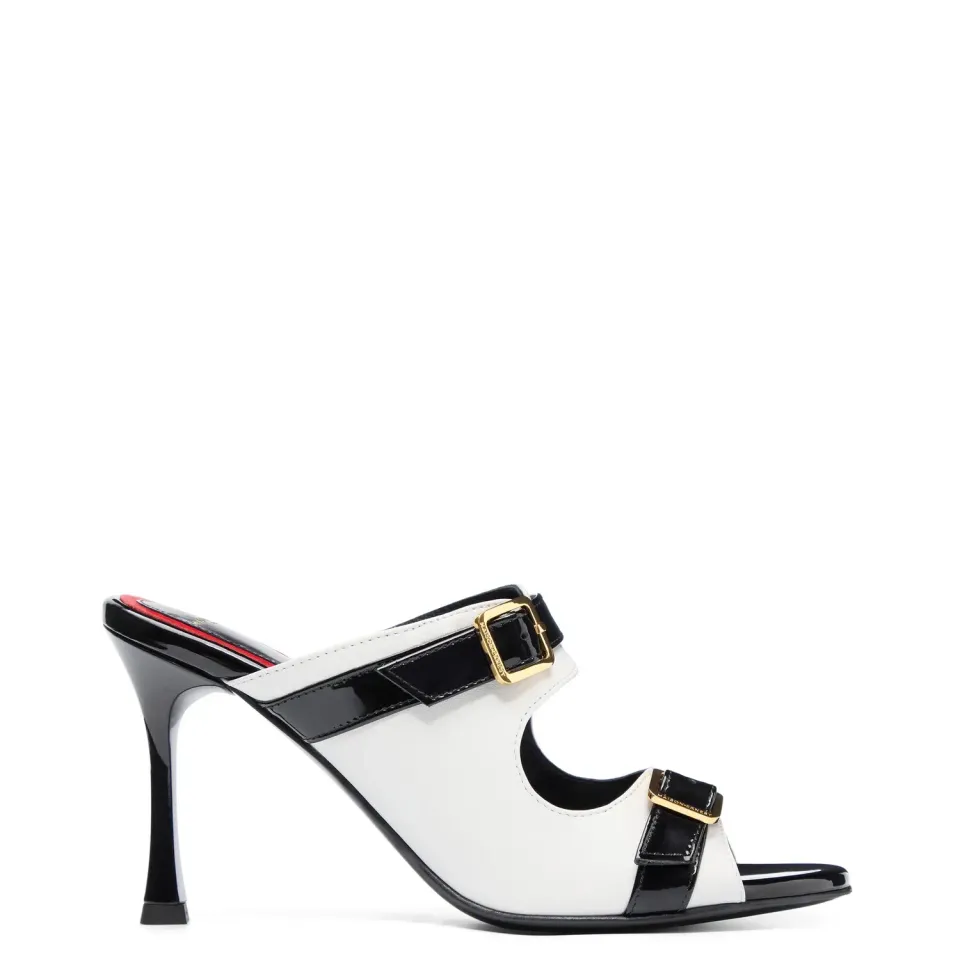 Maison Ernest Myrtle 90 mules cuir blanc noir