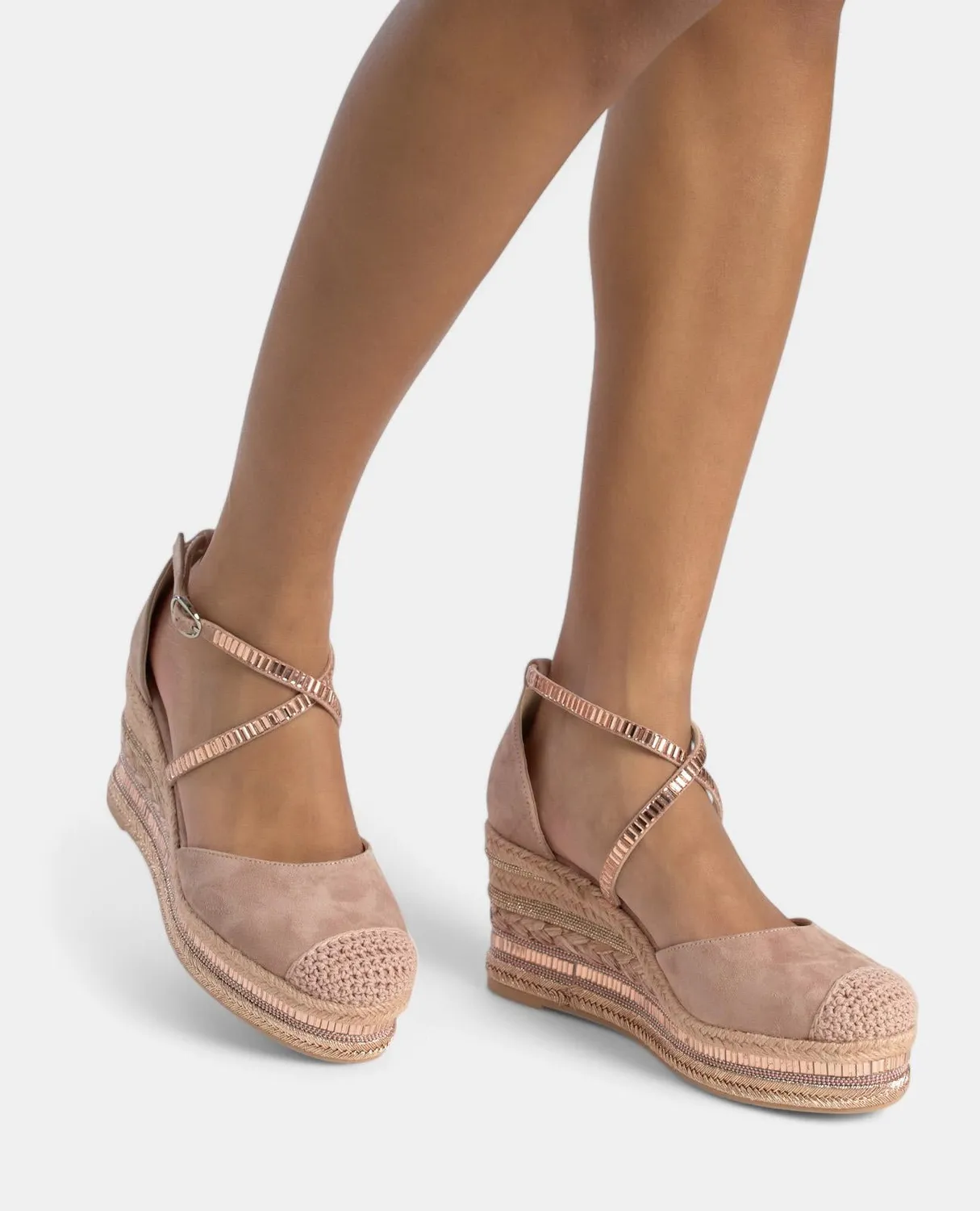 Alma en Pena V251061 compensées rose cuir 5 cm