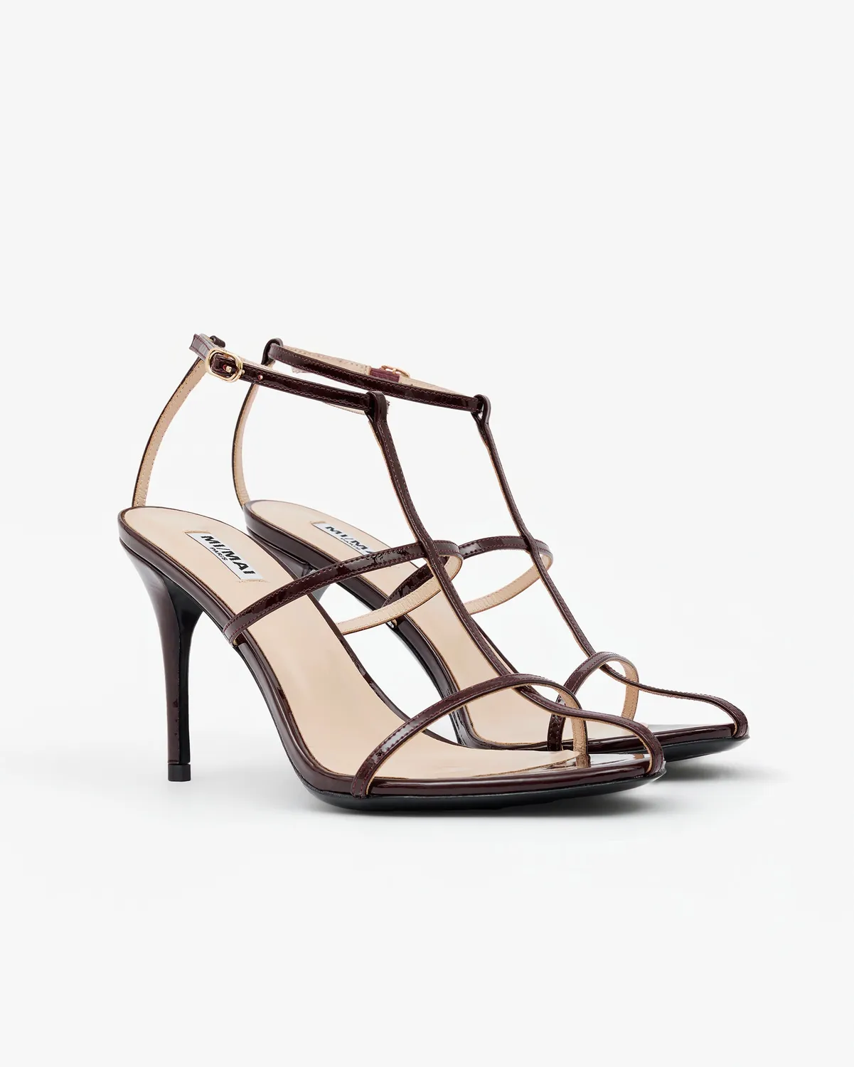 Mi/Mai Gupta Burgundy Patent sandale vernie bordeaux talon haut