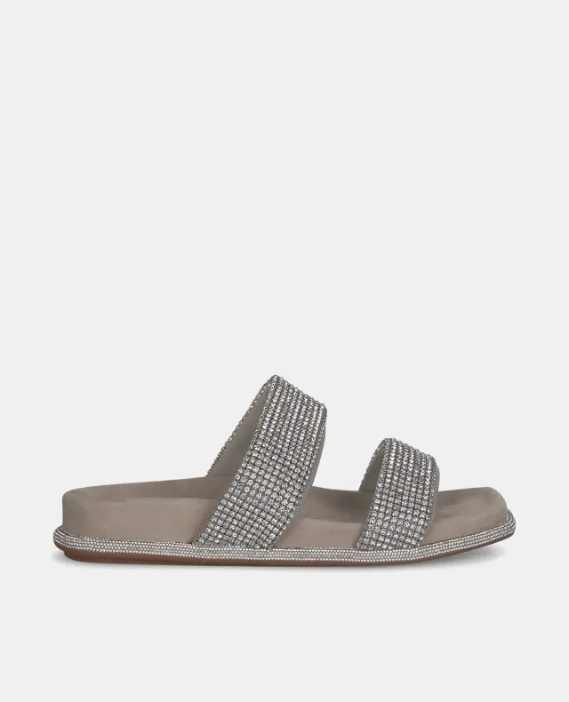 Alma en Pena V240878 sandales plates marron strass cuir