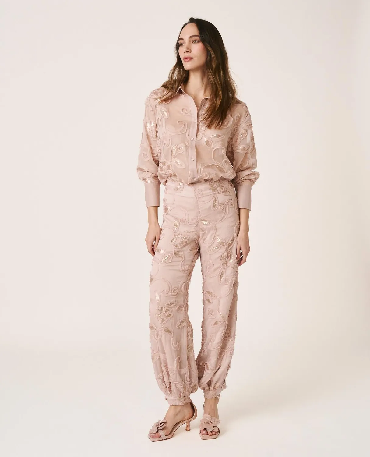Alma en Pena V26CL1627 pantalon floral rose bouffant