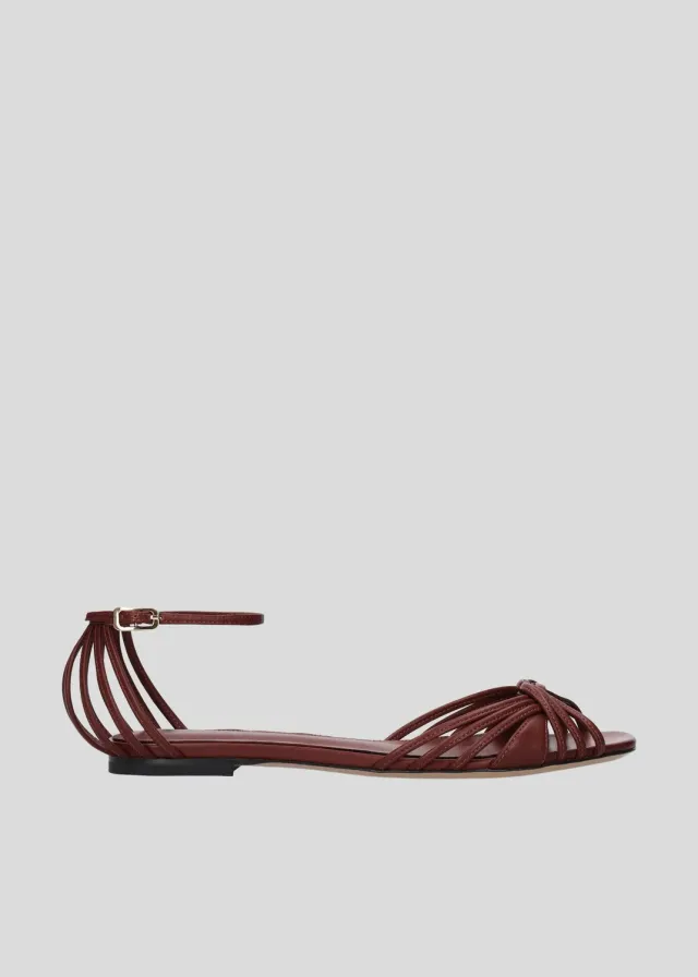 Lola Cruz Heura sandales plates bordeaux sans talon