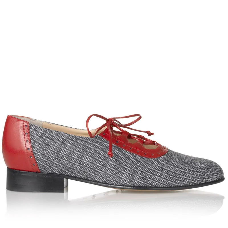 Bégum Paris Loch Ness derbys jaune tweed cuir