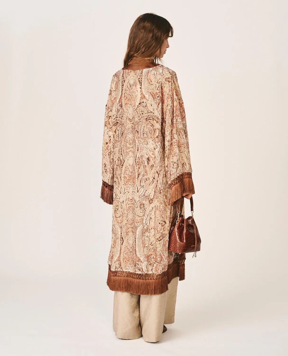 Alma en Pena I26CL1301 caftan paisley marron velours
