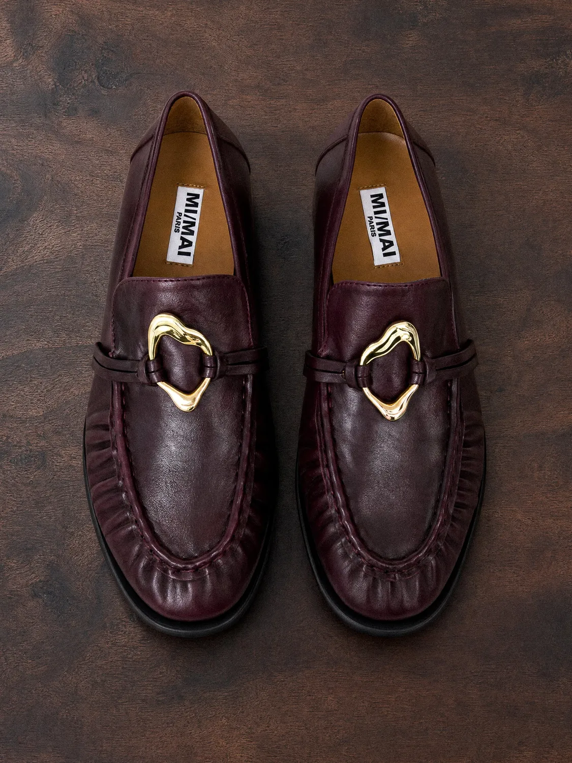 Mi/Mai Orso Burgundy Melt mocassins cuir bordeaux bijou