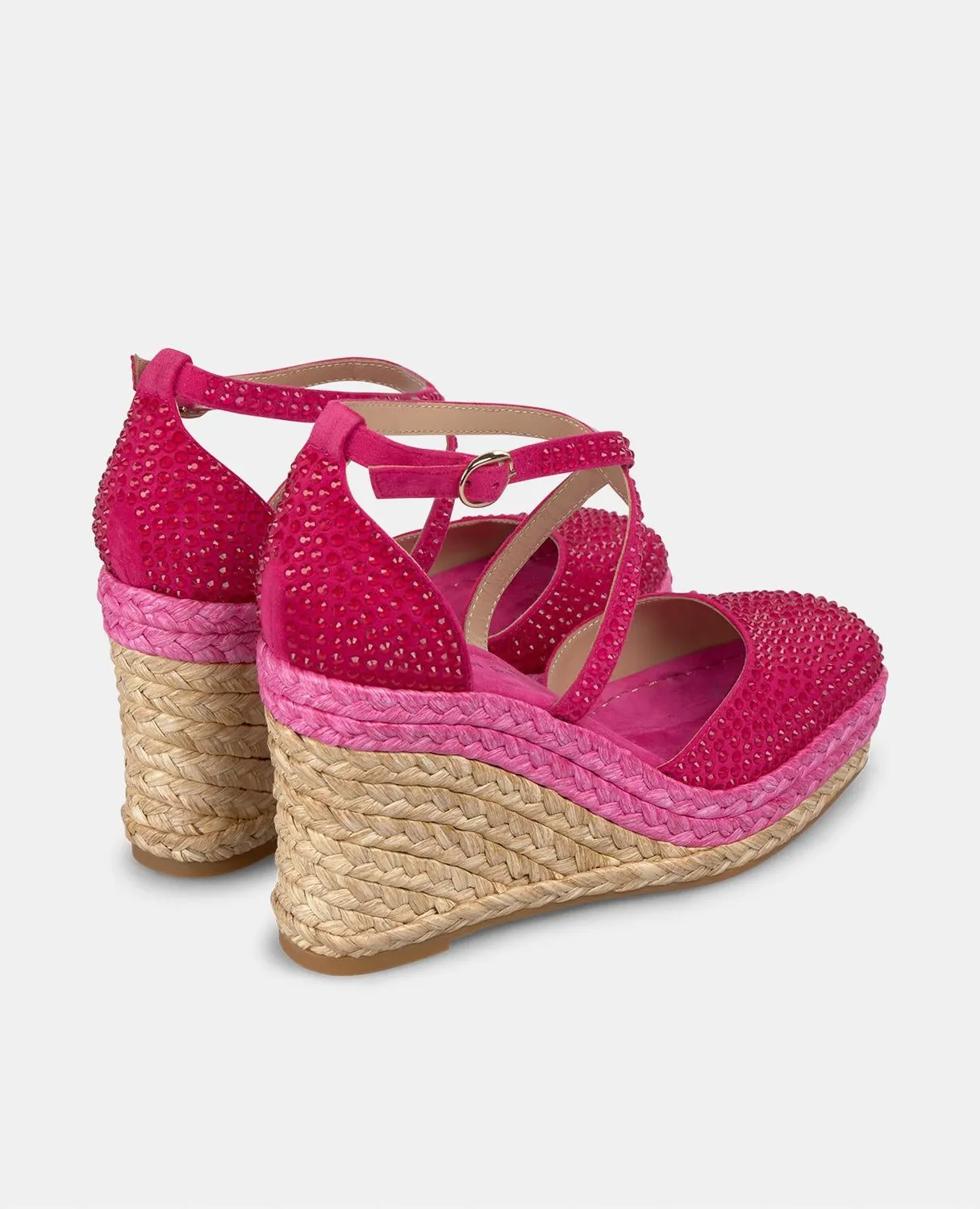 Alma en Pena V2551118 compensées fuchsia strass 9 cm