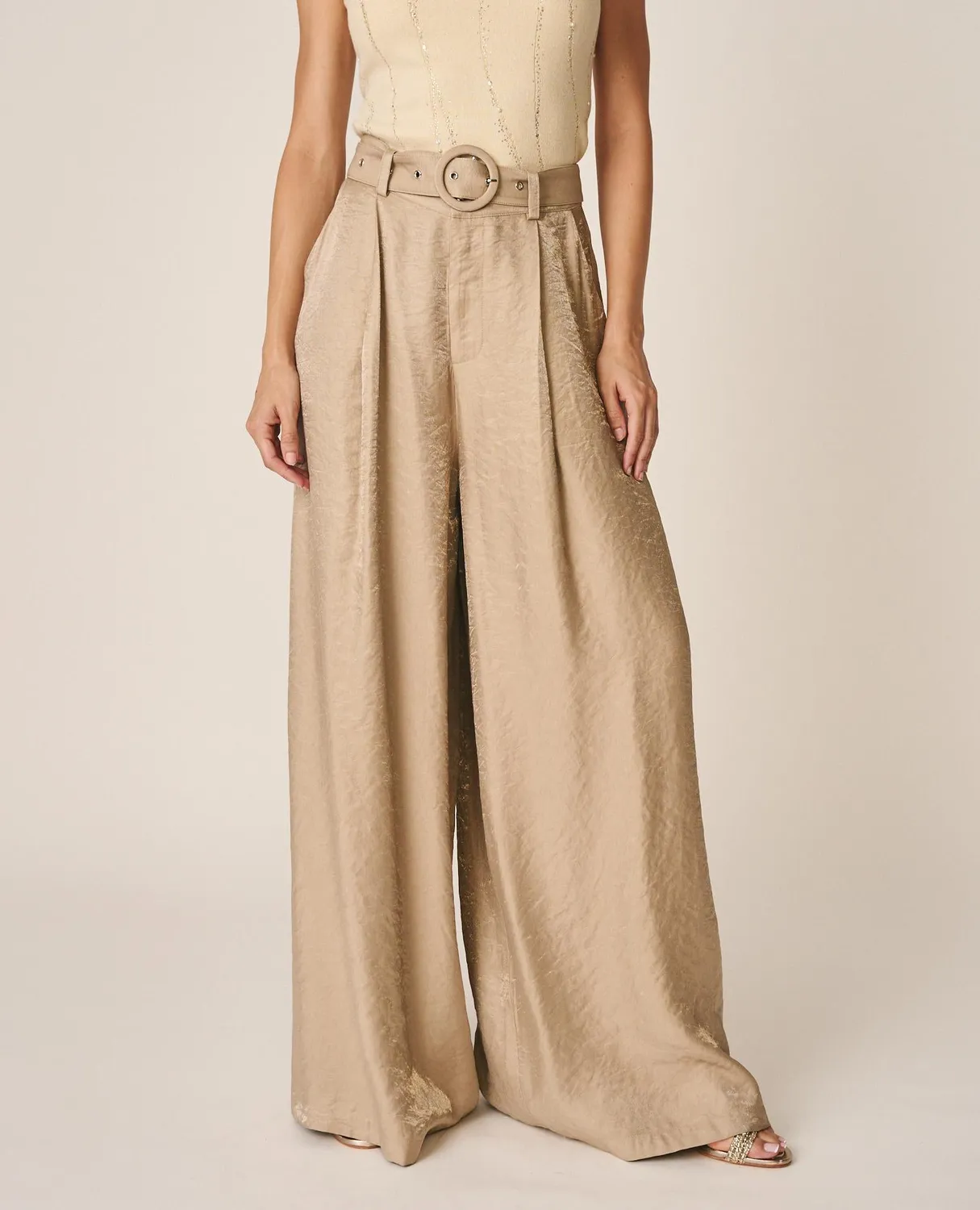 Alma en Pena I26CL1608 pantalon beige satin large