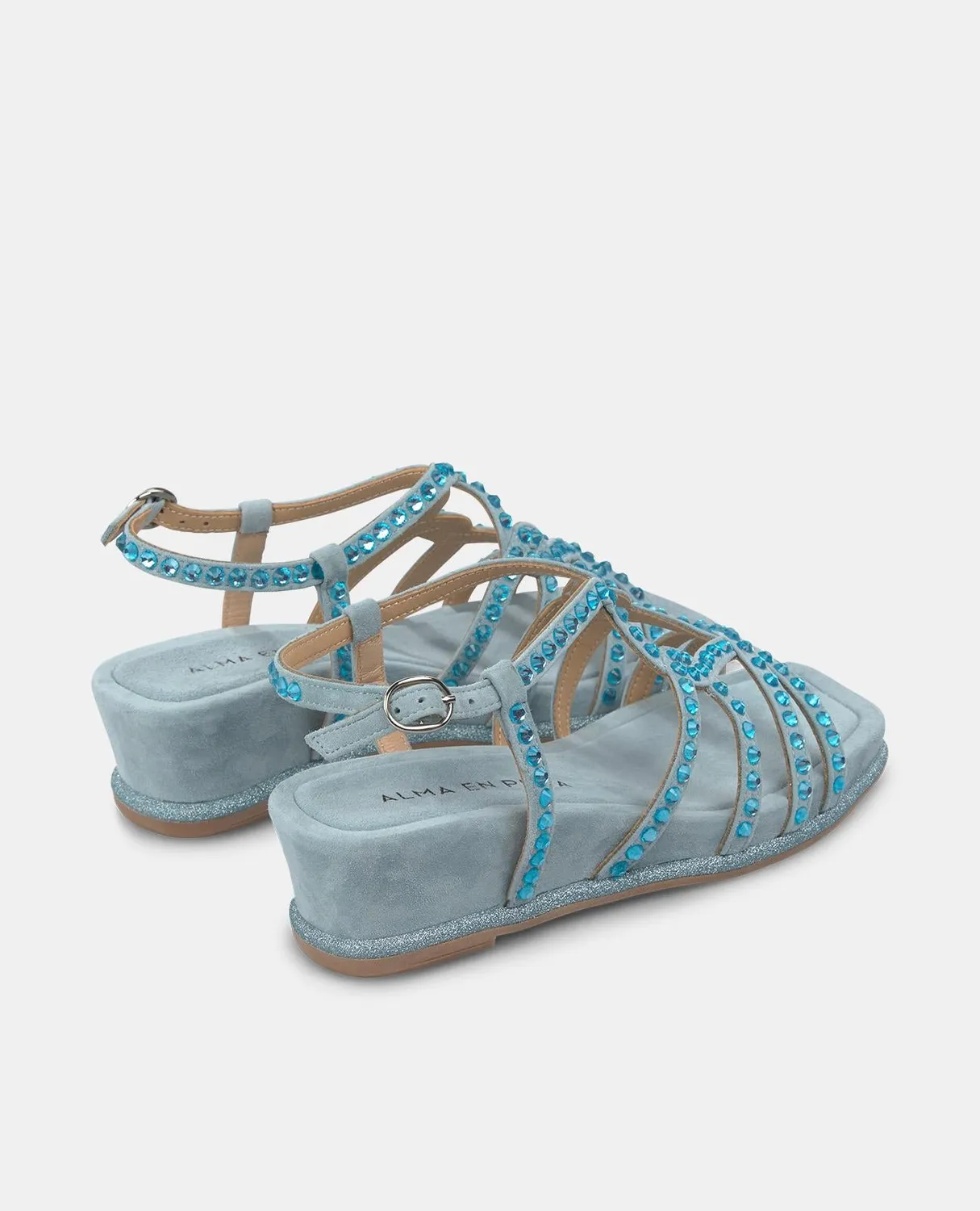 Alma en Pena V251752 sandales compensées jeans strass 5 cm