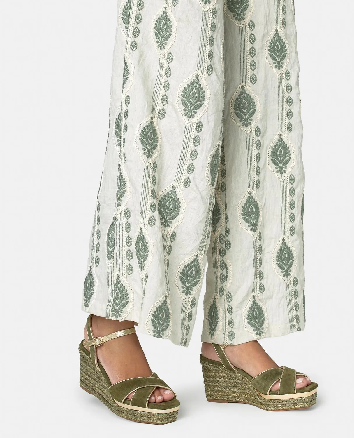 Alma en Pena Suede V266001 compensées kaki brides croisées