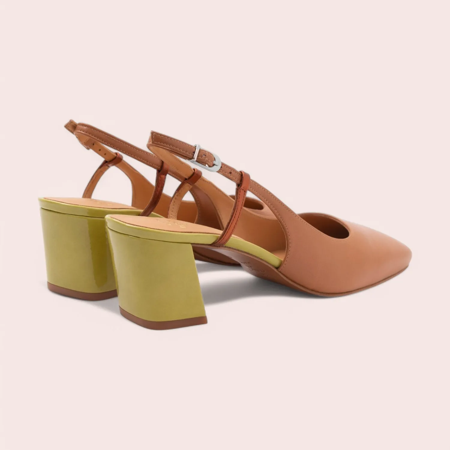 Karine Arabian TANIA slingback cuir camel talon 50 mm