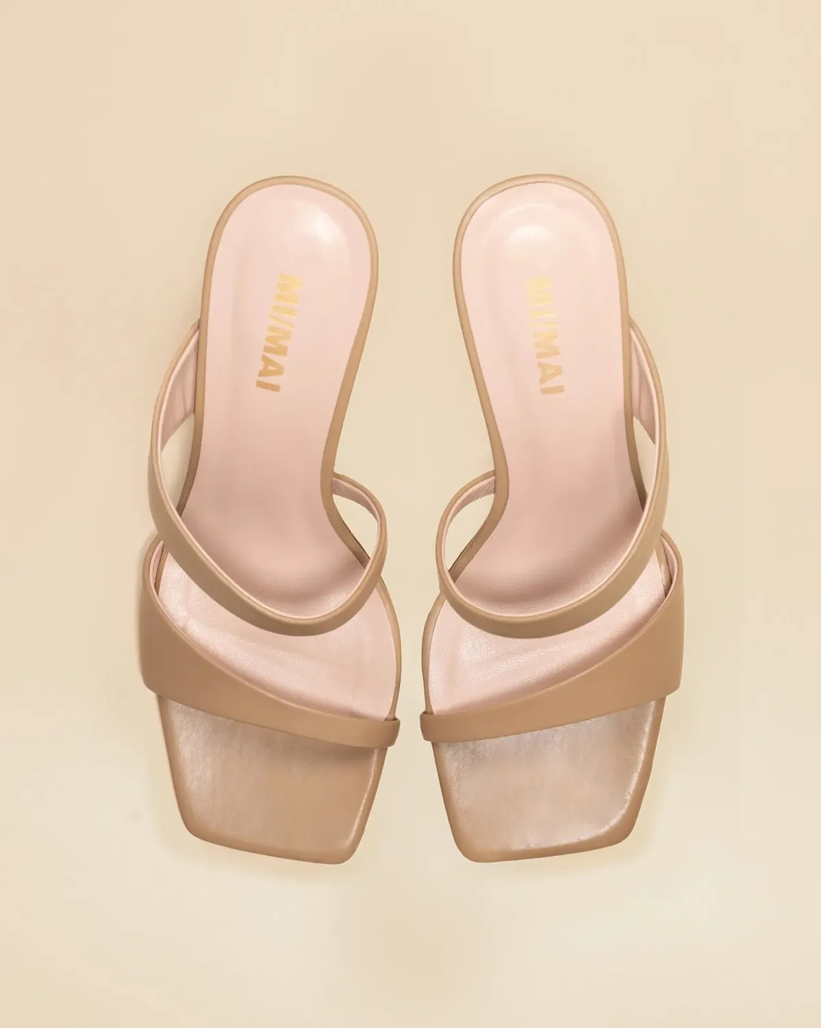 Mi/Mai Tara Nude sandales cuir beige talon haut