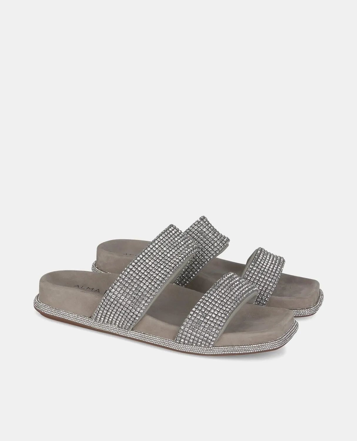 Alma en Pena V240878 sandales plates marron strass cuir