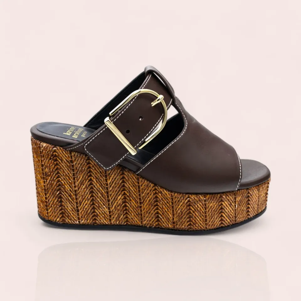 Karine Arabian Gerry mules compensées cuir 70 mm