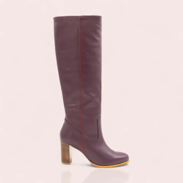 Karine Arabian Anne botte cuir bordeaux 39 talon 70 mm