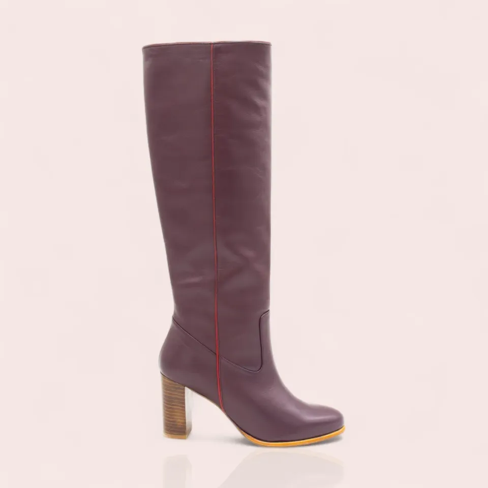 Karine Arabian Anne botte cuir bordeaux 39 talon 70 mm
