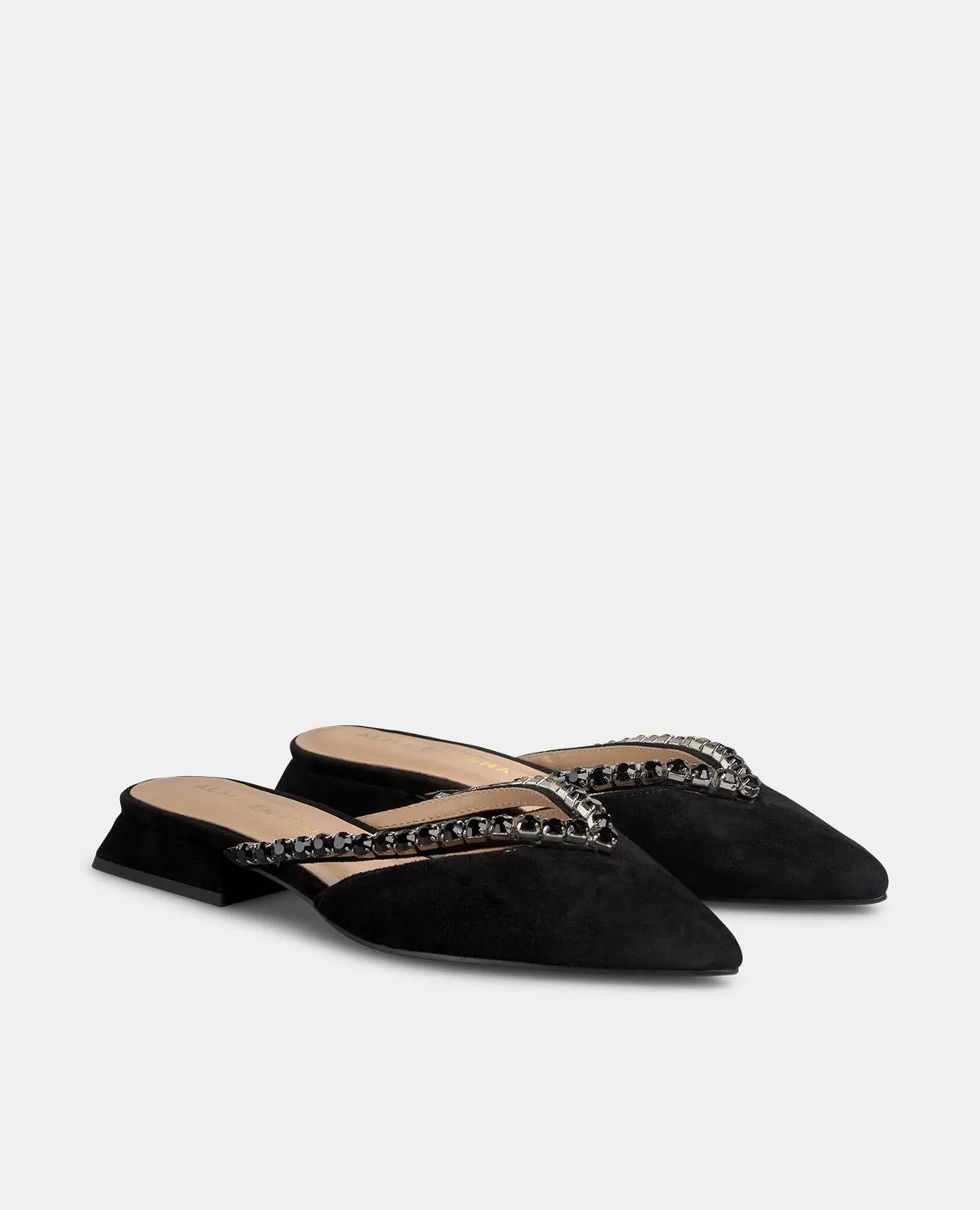 Alma en Pena V250485 mules plates noires strass
