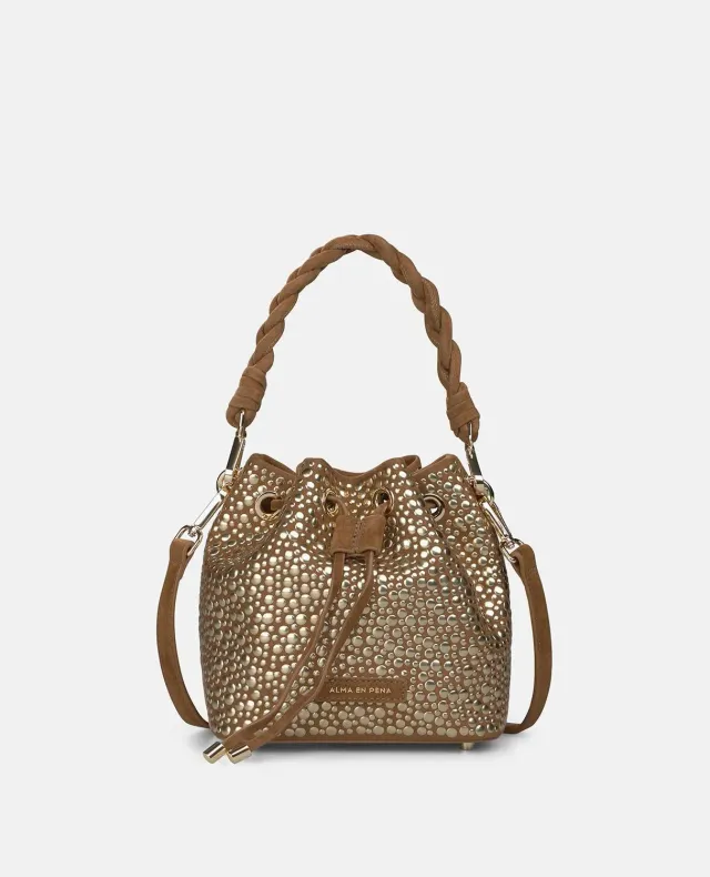 Alma en Pena V26BG034 sac seau caramelo clouté