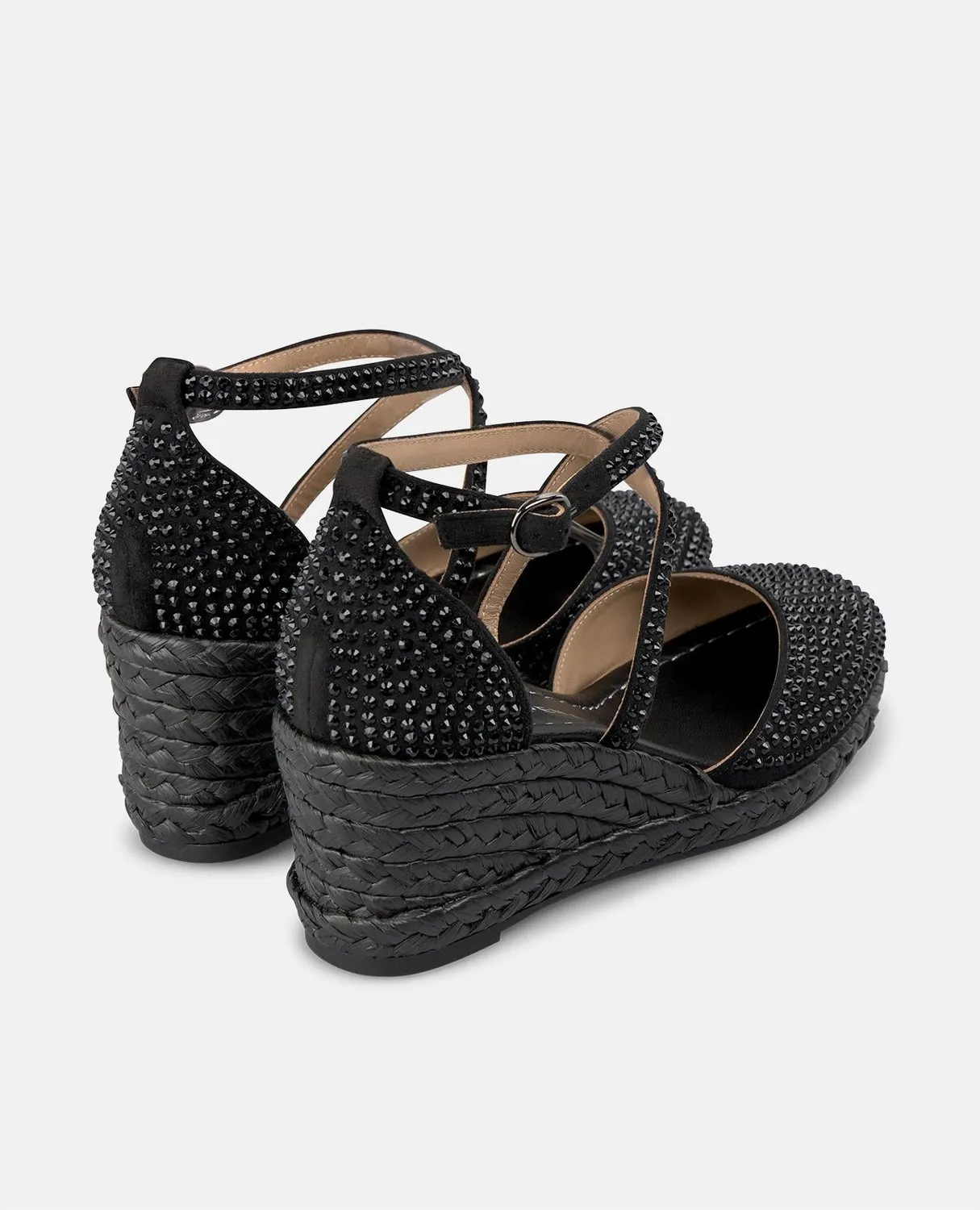 Alma en Pena V2551053 compensées noires strass cuir 5 cm