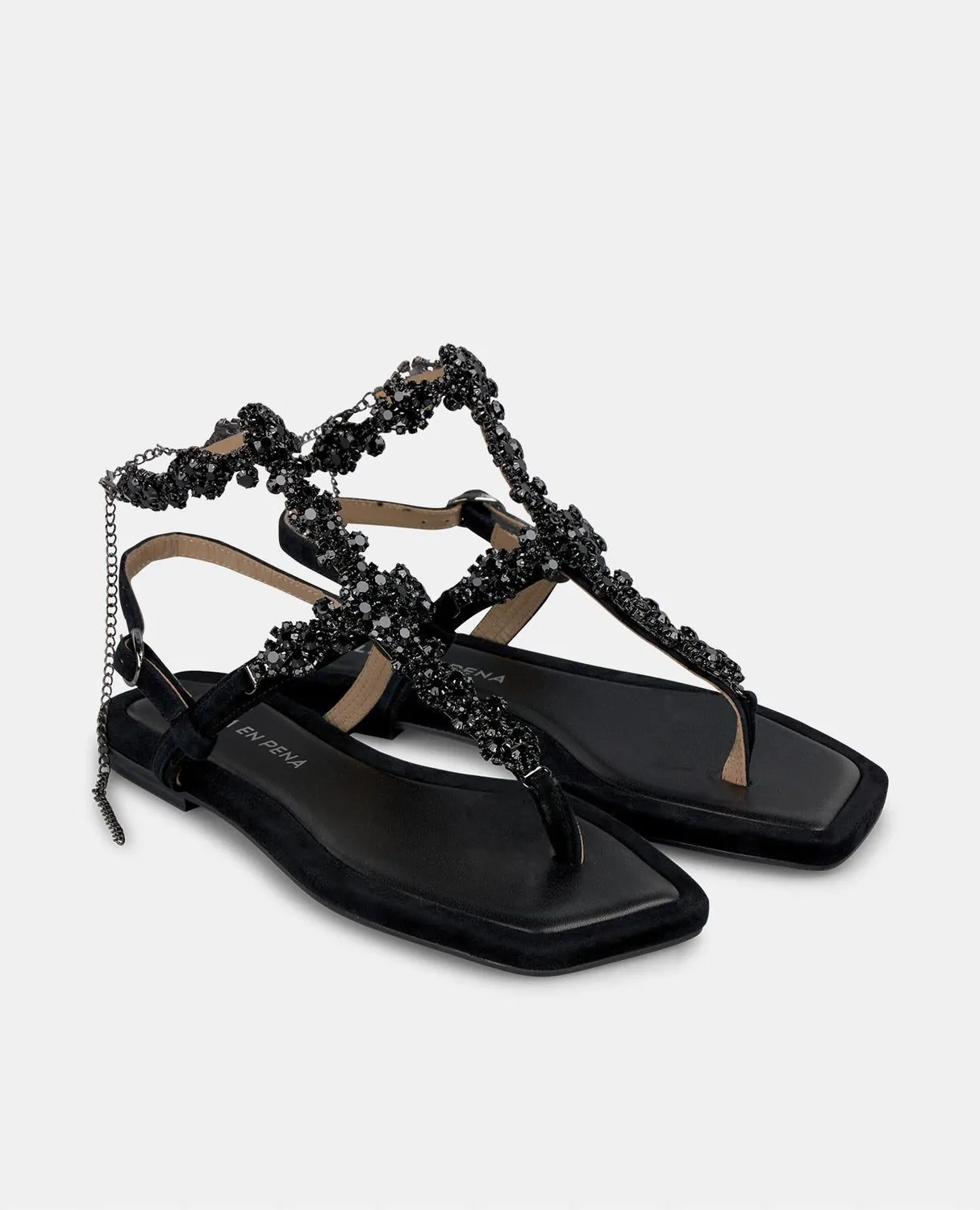 Alma en Pena V251970 sandales plates noires strass