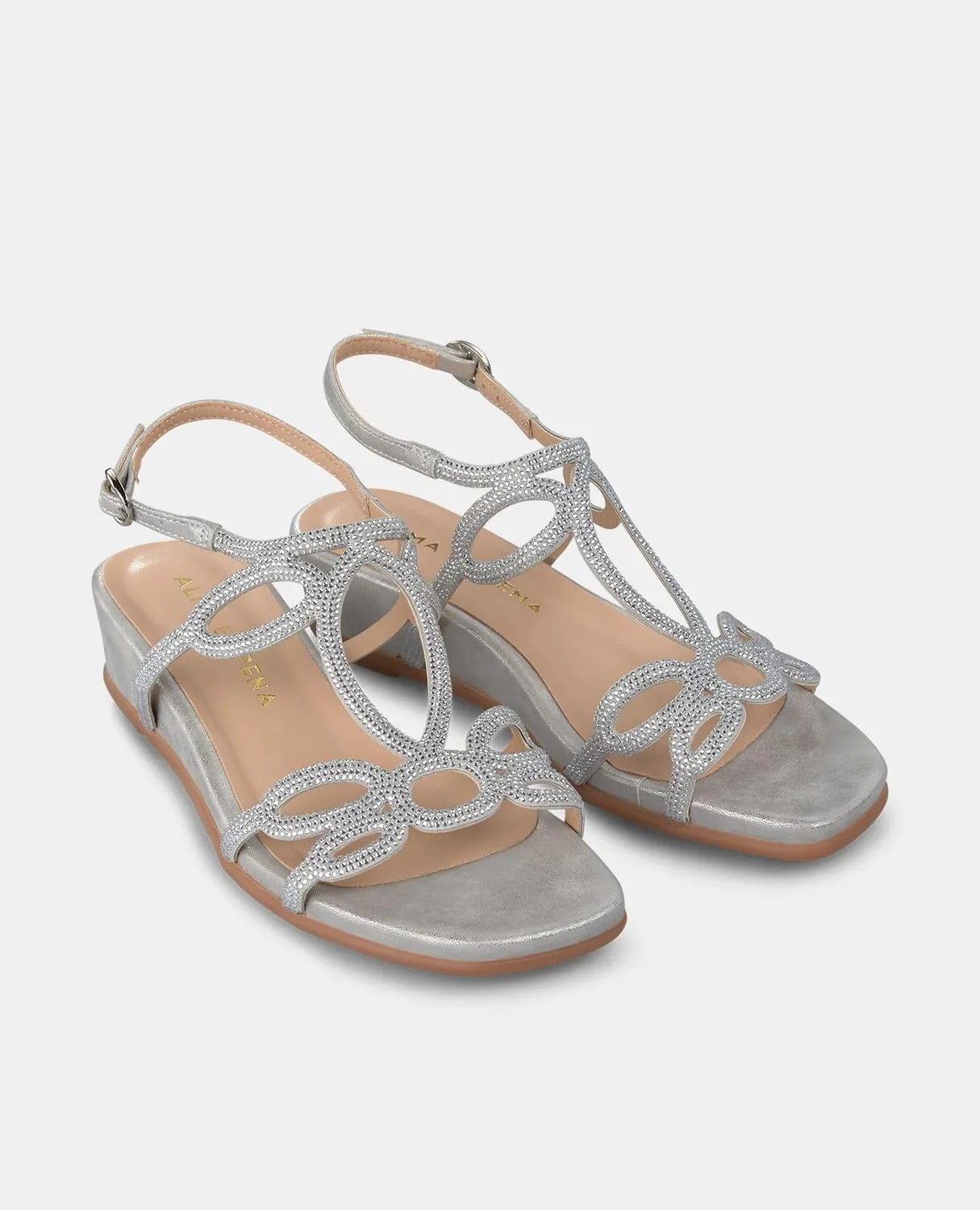 Alma en Pena V2551774 sandales argent strass compensé 4,5 cm