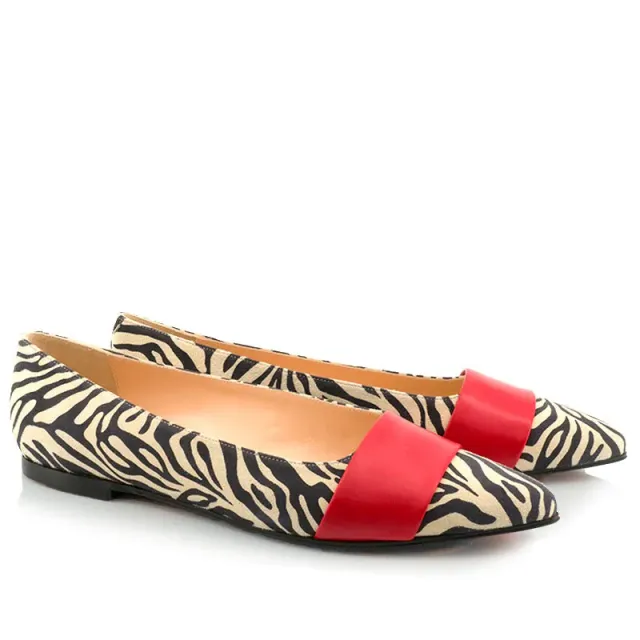 Bégum Paris Amsterdam ballerines pointues zebra rouge