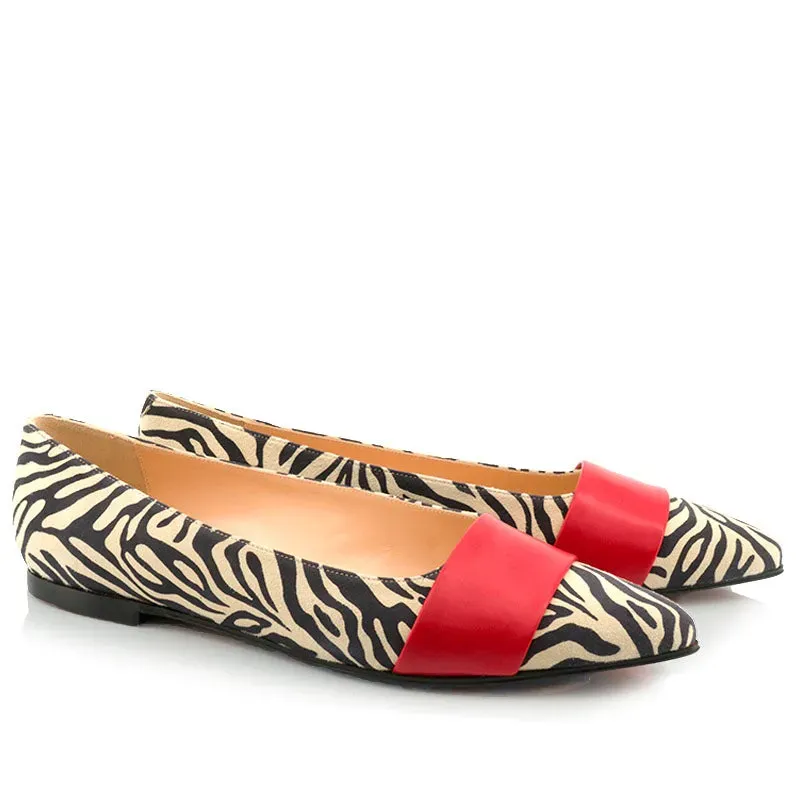 Bégum Paris Amsterdam ballerines pointues zebra rouge