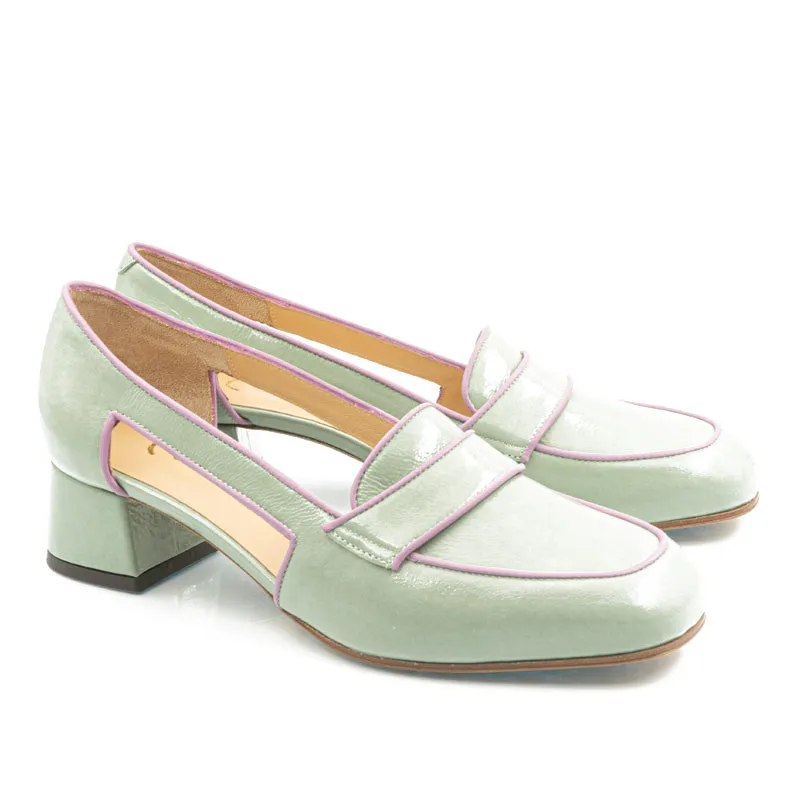 Bégum Paris Milan vogue mocassins gris vernis