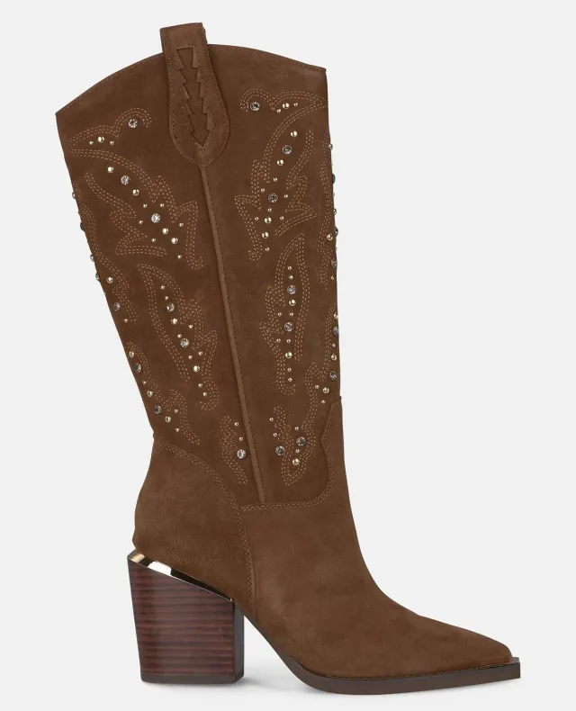 Alma en Pena I250826 bottes à talons camel cloutées