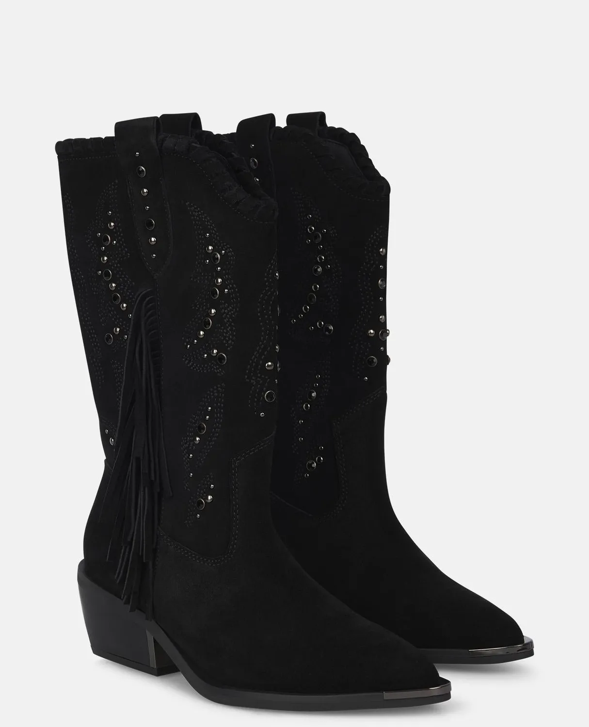 Alma en Pena I250901 bottes plates noires franges cuir