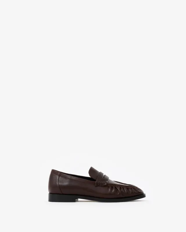 Mi/Mai Orso Chocolate mocassins cuir plissés
