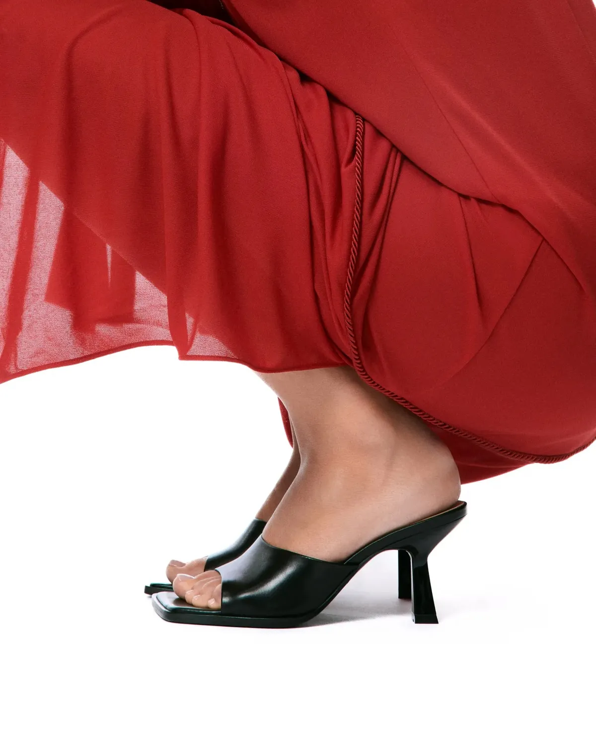 Mi/Mai Joya Black mules cuir noir bout carré