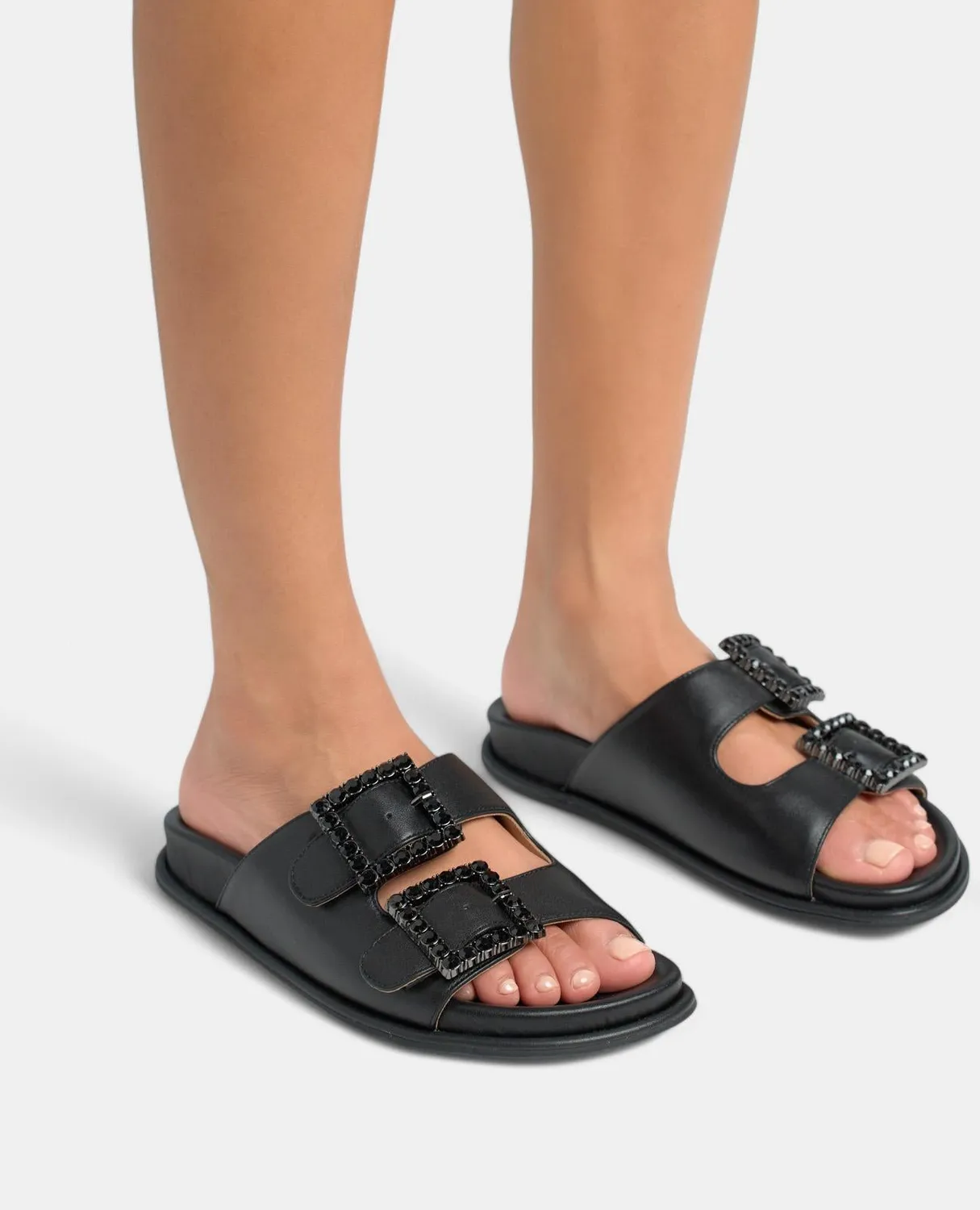 Alma en Pena V251652 sandales plates noir cuir nappa