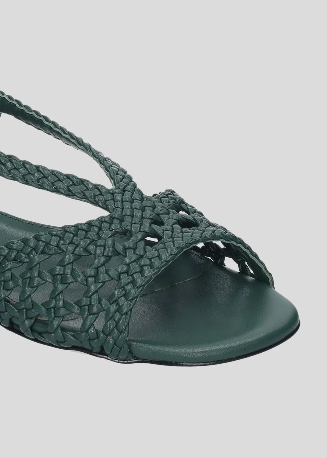 Lola Cruz Tabata sandales plates femme vert bouteille