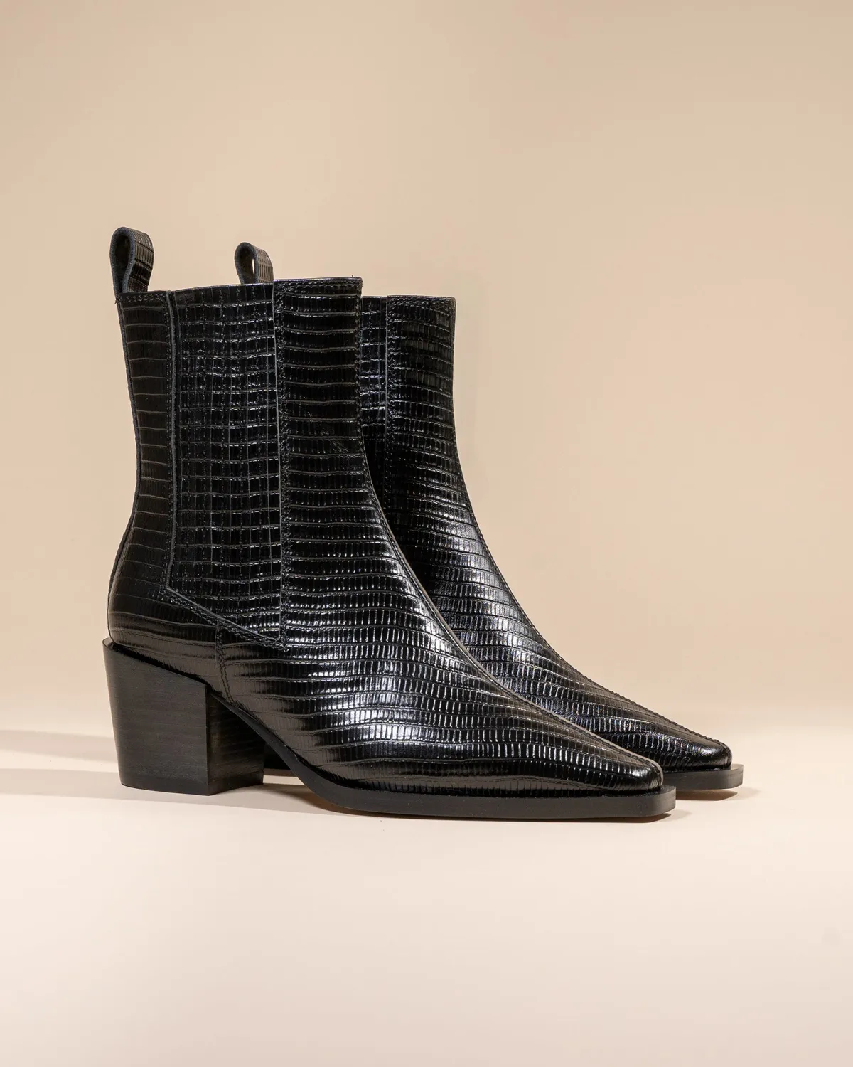 Mi/Mai Jane II Black Lizard bottines chelsea lézard noir