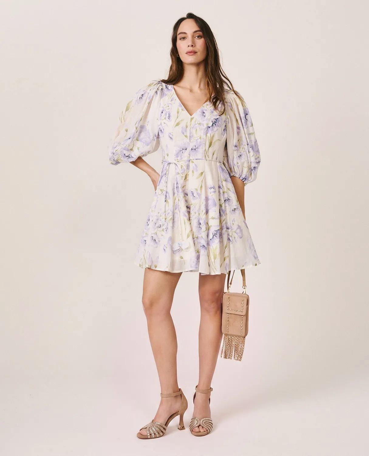Alma en Pena V26CL0102 robe mini lavande fleurie