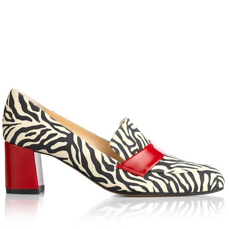 Bégum Paris Moscou mocassin zèbre rouge verni talon 5 cm