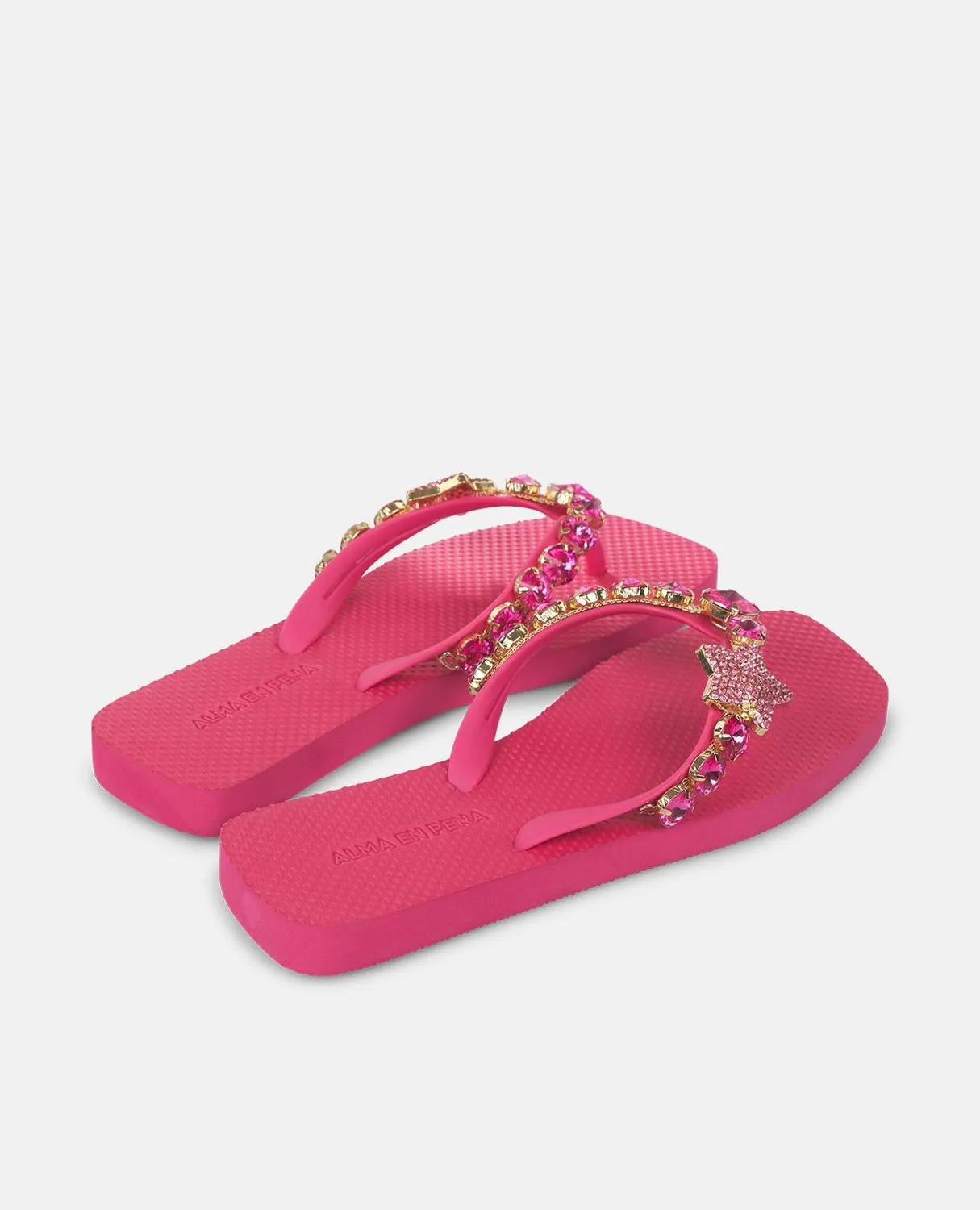 Alma en Pena V251994 tongs fuchsia étoile strass
