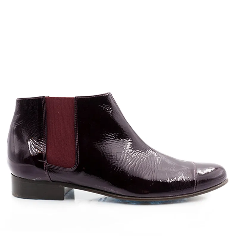 Bégum Paris Lucrèce Vogue bottines prune cuir verni