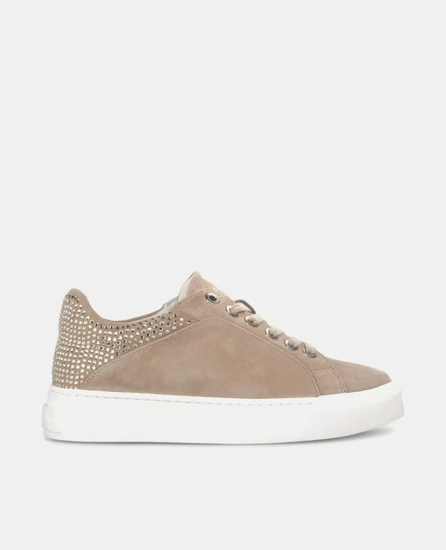 Alma en Pena I241206 baskets cuir vison strass plateforme